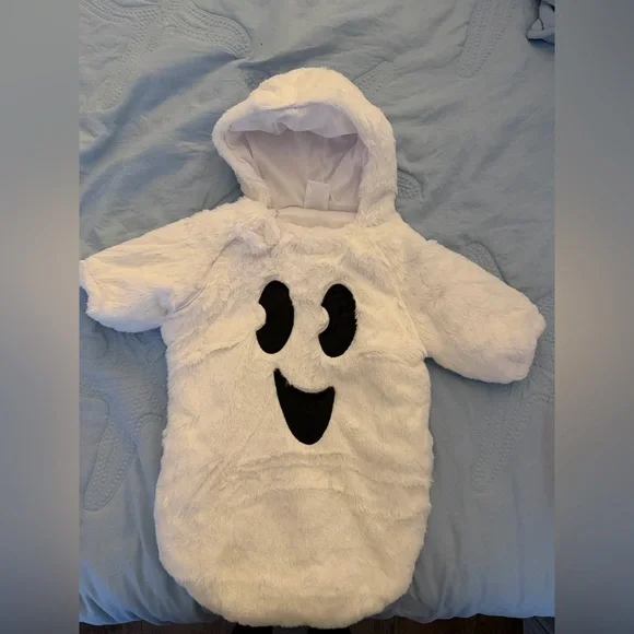 Carter's Orange Pumpkin Bodysuit with spirit's White Ghost Hoodie - Picture 2 of 4